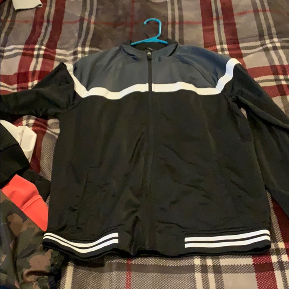 a black grey white no hood jacket